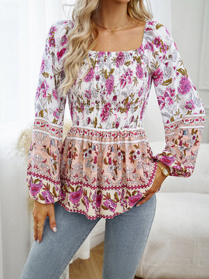 Womens Square Neck Long Sleeve Top SIZE S-XL