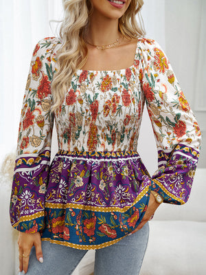 Womens Square Neck Long Sleeve Top SIZE S-XL