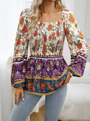 Womens Square Neck Long Sleeve Top SIZE S-XL