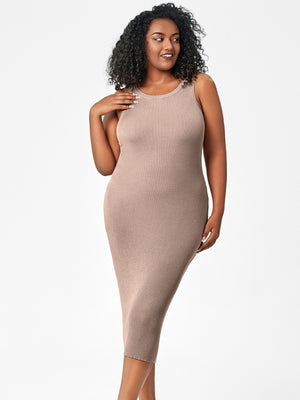 Womens Plus Size Round Neck Tight Hip Knit Dress SIZE XL-3XL