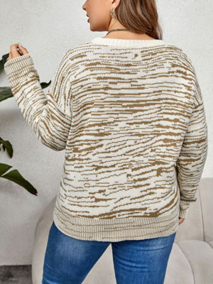 Womens Round Neck Striped Thick Plus Size Sweater SIZE XL-3XL