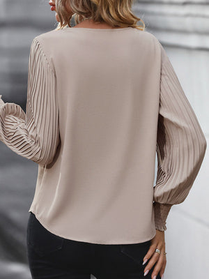 Womens Long Sleeve Solid Color V Neck BlouseSIZE S-XL
