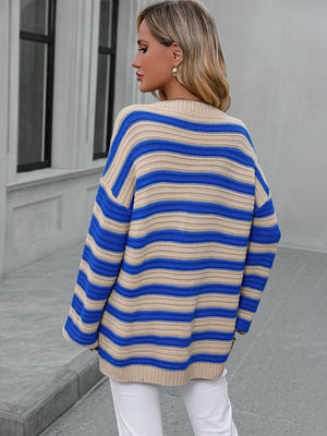 Womens Striped Long Sleeve Loose Fit Sweater SIZE S-XL