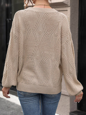 Womens Cable Solid Color Pullover Sweater SIZE S-L
