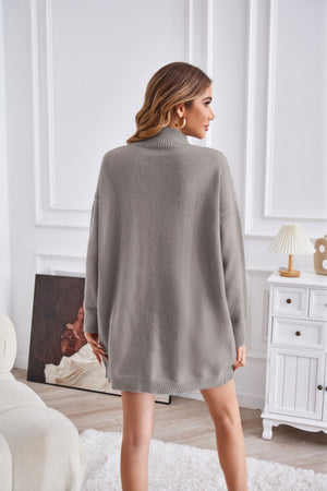 Womens Half Turtleneck Slit Pullover Sweater SIZE S-XL