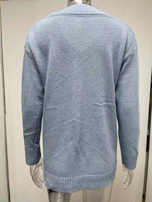 Womens V Neck Long Sleeved Pullover Sweater SIZE S-3XL