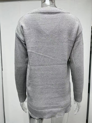 Womens V Neck Long Sleeved Pullover Sweater SIZE S-3XL