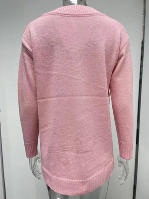 Womens V Neck Long Sleeved Pullover Sweater SIZE S-3XL
