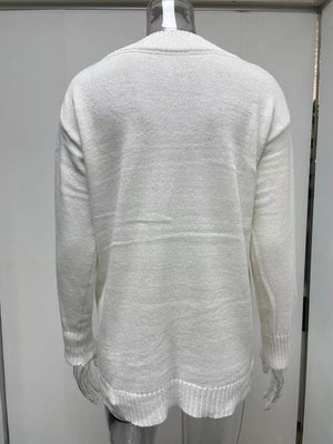 Womens V Neck Long Sleeved Pullover Sweater SIZE S-3XL