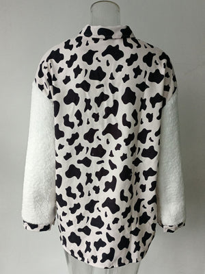 Womens Plush Fleece Contrast Warm Long Sleeve Jacket SIZE S-XL