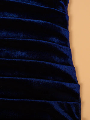 Womens Velvet V Neck Bodycon Wrap Plus Size Dress SIZE XL-5XL