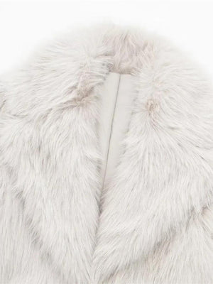 Womens Warm Lapel Loose Faux Fur Coat SIZE XS-L