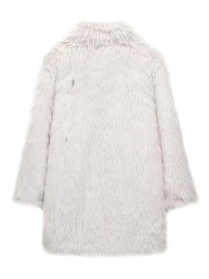 Womens Warm Lapel Loose Faux Fur Coat SIZE XS-L