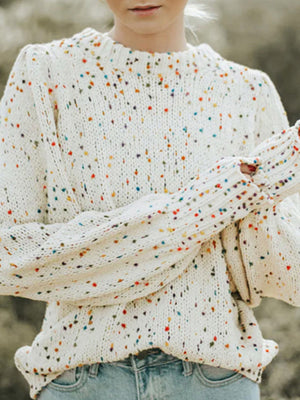 Womens Colorful Polka Dot Long Sleeve Loose Fit Sweater SIZE S-XL
