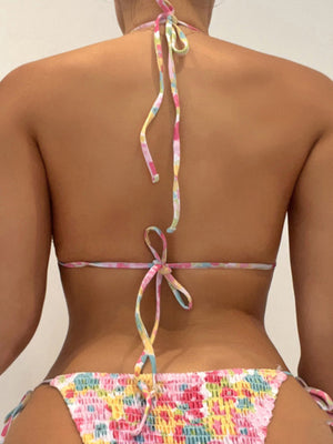 Womens Printed Stretch Pleated Two Piece Bikini SIZE S-L