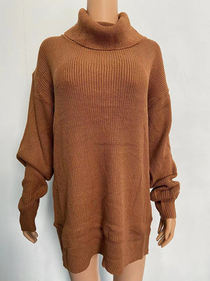 Womens Loose Fit Solid Color Turtleneck Sweater SIZE S-3XL