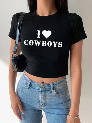 Womens New I Love Cowboys Crop Top SIZE S-XL