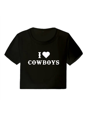 Womens New I Love Cowboys Crop Top SIZE S-XL