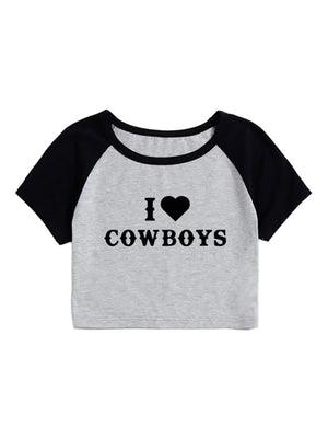 Womens New I Love Cowboys Crop Top SIZE S-XL