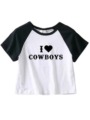 Womens New I Love Cowboys Crop Top SIZE S-XL