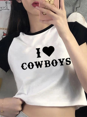 Womens New I Love Cowboys Crop Top SIZE S-XL