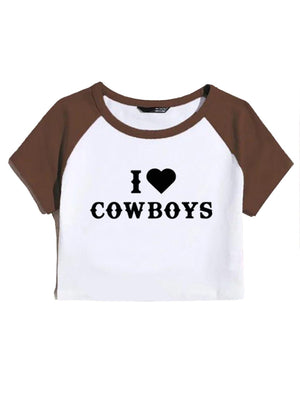 Womens New I Love Cowboys Crop Top SIZE S-XL