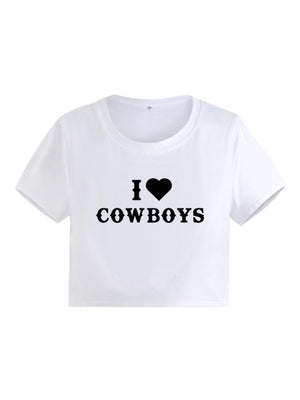 Womens New I Love Cowboys Crop Top SIZE S-XL