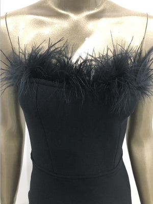 Womens Strapless Backless Feather Bodycon Dress SIZE XS-L Dresses Stacyleefashion