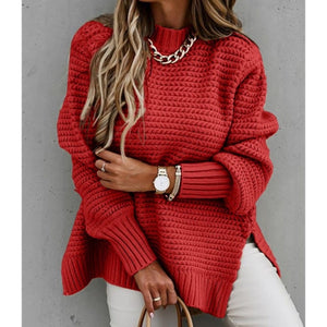 Womens Sexy Knitted Batwing Sleeves Side Slits Loose Fit Sweater SIZE S-XL Shirts & Tops Stacyleefashion