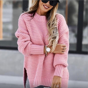 Womens Sexy Knitted Batwing Sleeves Side Slits Loose Fit Sweater SIZE S-XL Shirts & Tops Stacyleefashion