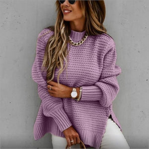 Womens Sexy Knitted Batwing Sleeves Side Slits Loose Fit Sweater SIZE S-XL Shirts & Tops Stacyleefashion