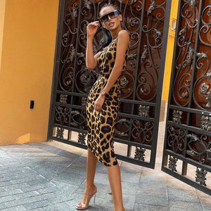 Womens Sexy Leopard Print Backless Dress SIZE S-L Dresses Stacyleefashion