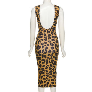 Womens Sexy Leopard Print Backless Dress SIZE S-L Dresses Stacyleefashion