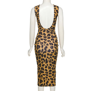 Womens Sexy Leopard Print Backless Dress SIZE S-L Dresses Stacyleefashion